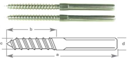 Swage Terminals with Lag Screw 3.0mm 1/8